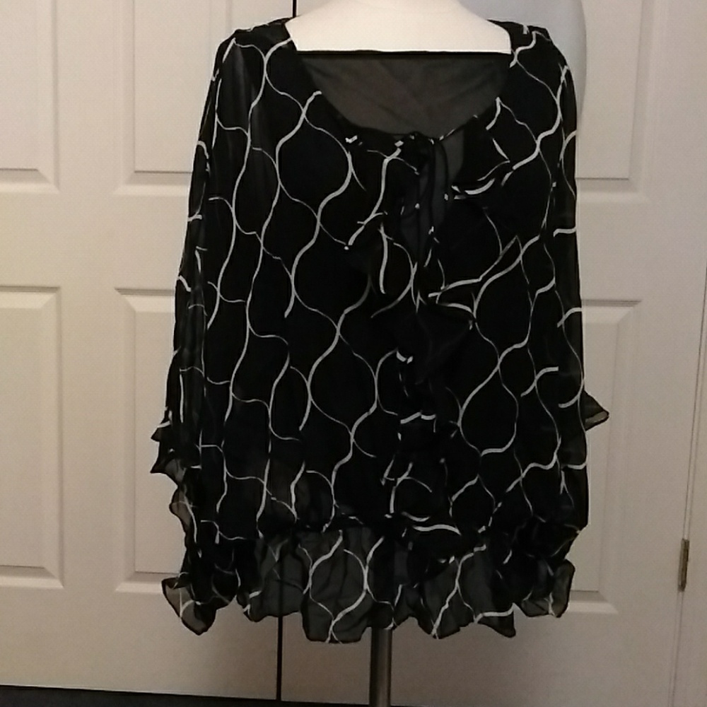Black & White Sheer Plus size Top